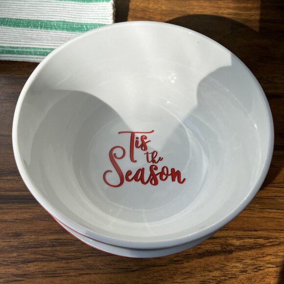 2 Porcelain Bowls Tis the Season Royal Norfolk Christmas Holly - Picture 10 of 13